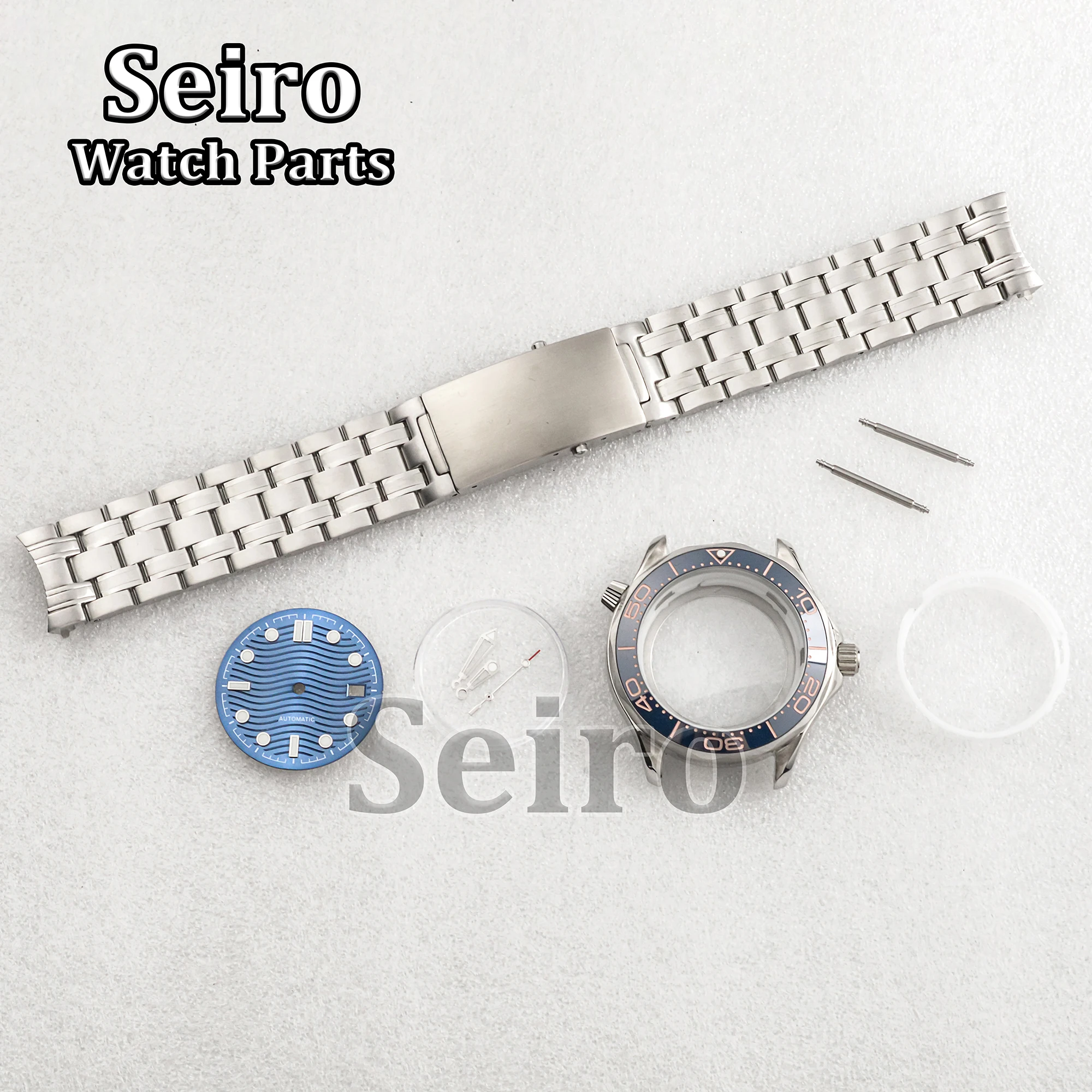 41MM Silver Watch Case Stainless Steel Strap 31MM Blue/Black Watch Dial Luminous Hands for Seamaster 300 NH35 NH36 Movement