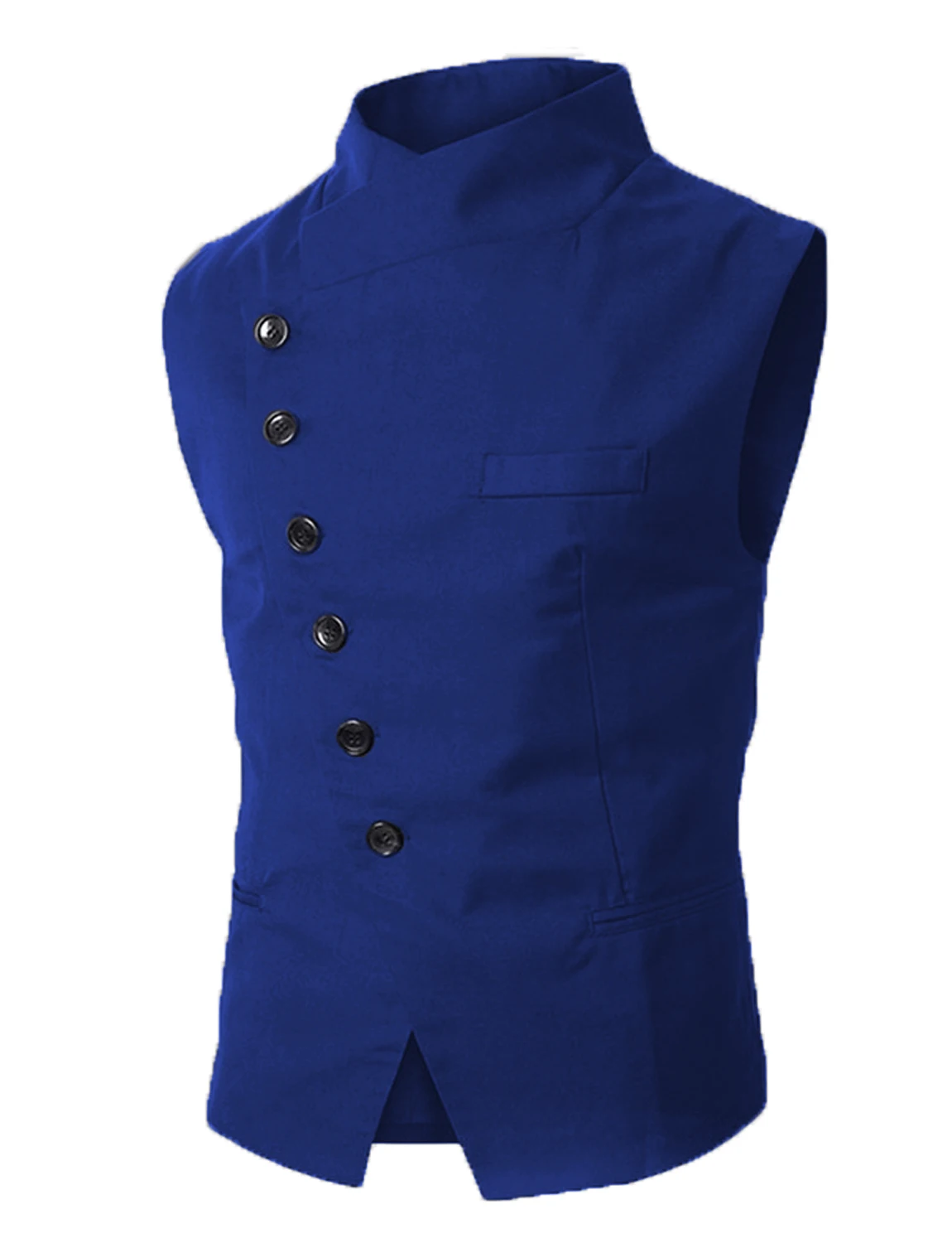 Gilet da uomo con colletto rialzato autunno senza maniche gilet Steampunk pronto da indossare