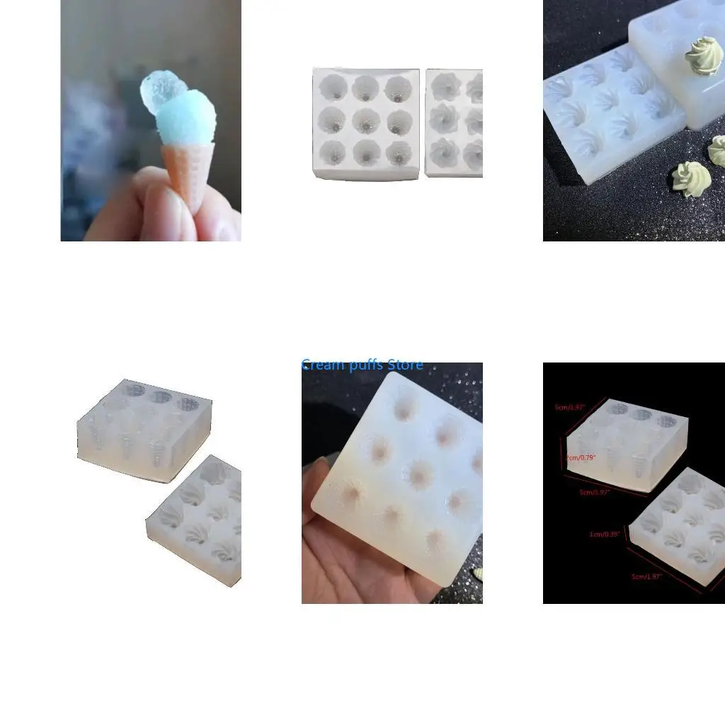 50LE Silicone Mold Ice Cream Cone Keychain Mould With Hole Keyring Pendant DIY Craft