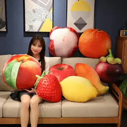 Fruit Pillow High Simulation Fruit Shape Throw Pillow Full Filling Stuff Mango Strawberry Pineapple Durian Pillow For Household