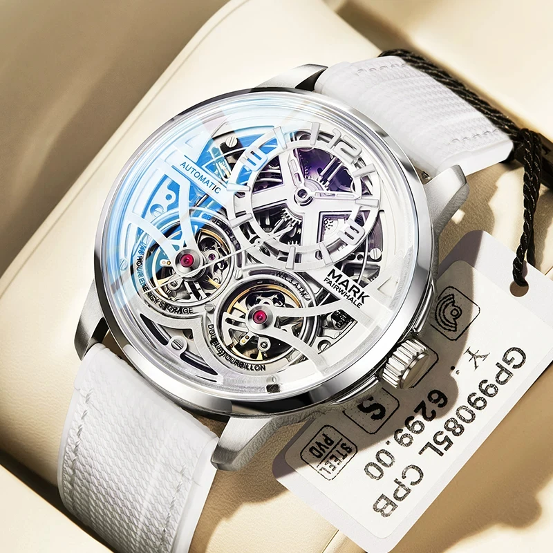 

Mark Fairwhale Fashion tourbillon Men's Automatic Machenical Wristwatch Fluororubber Strap Waterproof Luminous Watches for Man