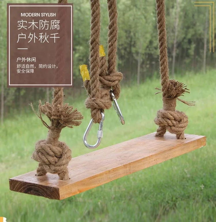 Outdoor Solid Wood Swing Home Indoor Children Swing Chair Adult Hemp Rope Swing Parent-Child Interaction Toys Swing