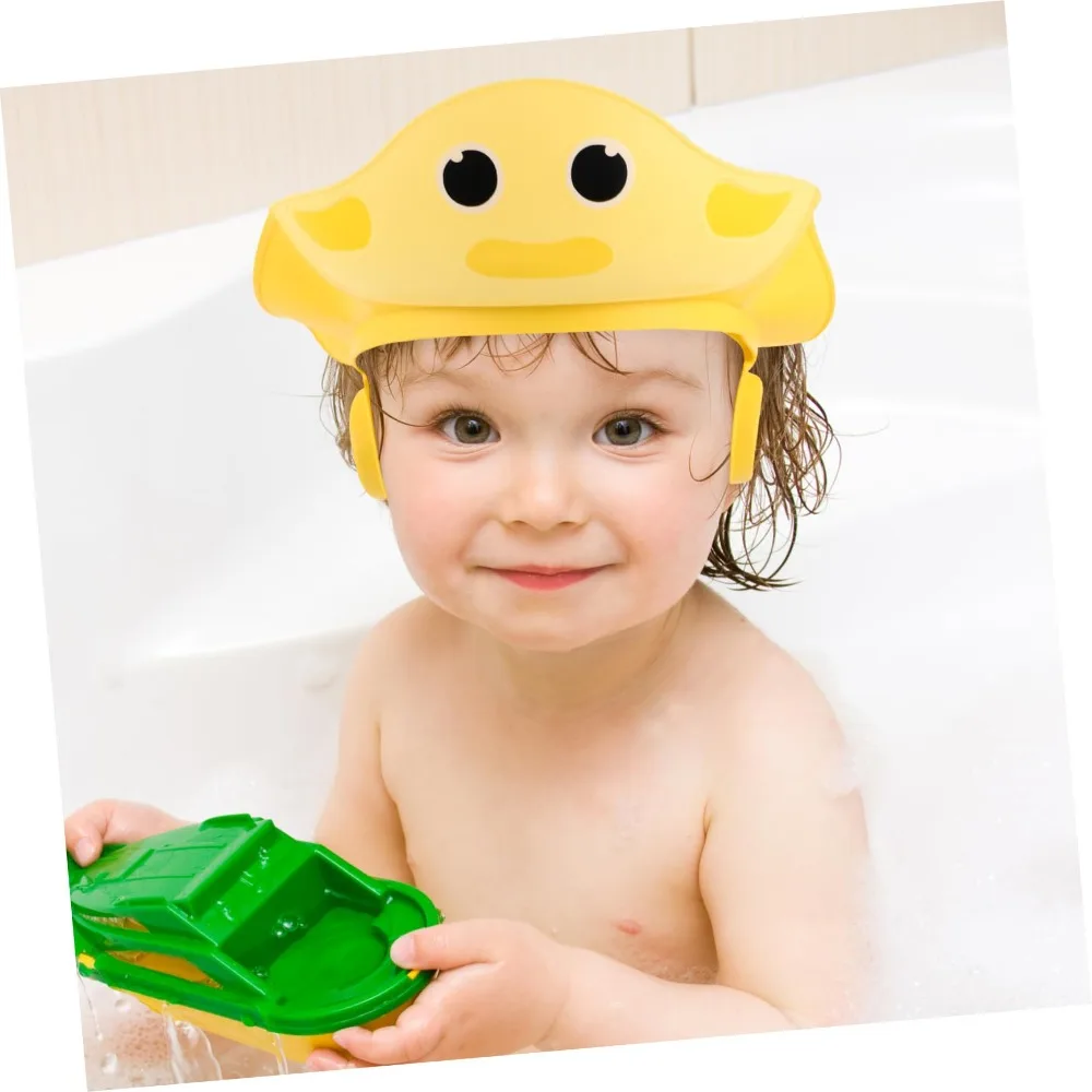 Topi Mandi Bayi Kartun Lucu Baru Penutup Kepala Mandi Artefak Sampo Lembut Topi Bayi Pelindung Telinga Dapat Disesuaikan untuk Anak-anak