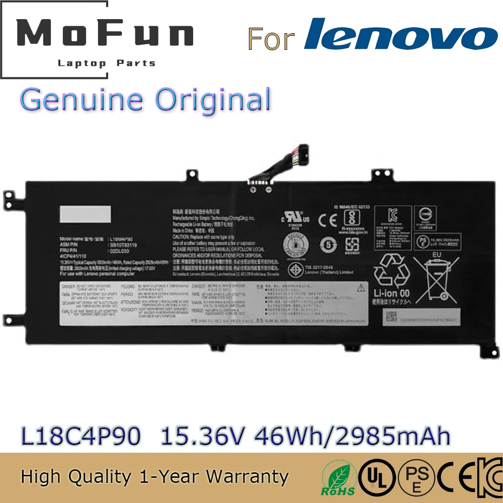 Brand New Original L18C4P90 15.36V 46Wh Laptop Battery for Lenovo ThinkPad L13 Yoga 02DL030 L18D4P90 L18M4P90