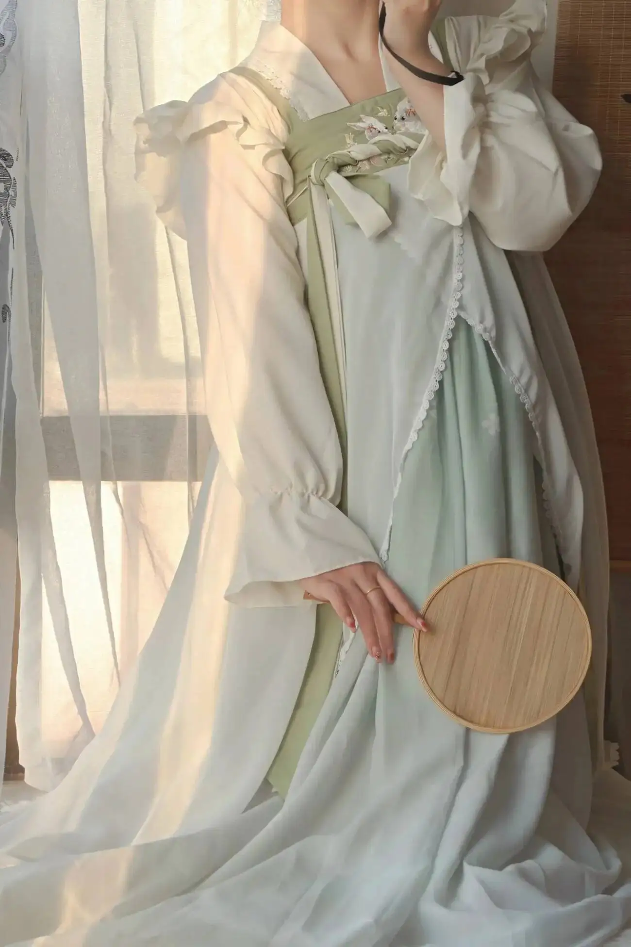 Estilo chinês bordado hanfu bonito coelho lótus puff mangas cosplay traje de fadas vestido para mulher tang dinastia terno