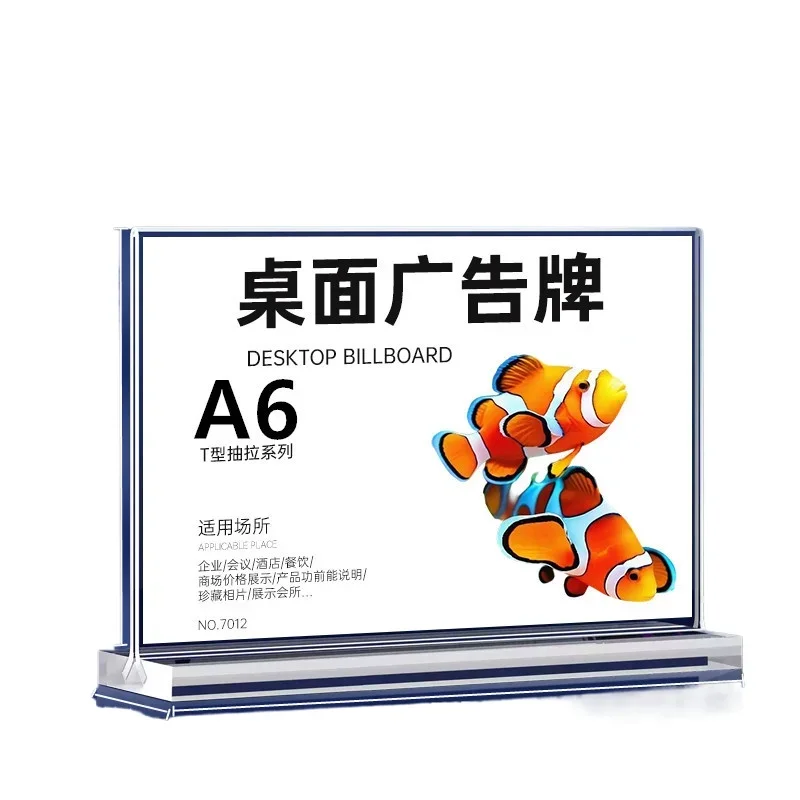 Acrylic Tabletop Display Stand Vertical Clear A4 Sign Holder for Restaurant Menu, QR Code, Price Tag Advertising
