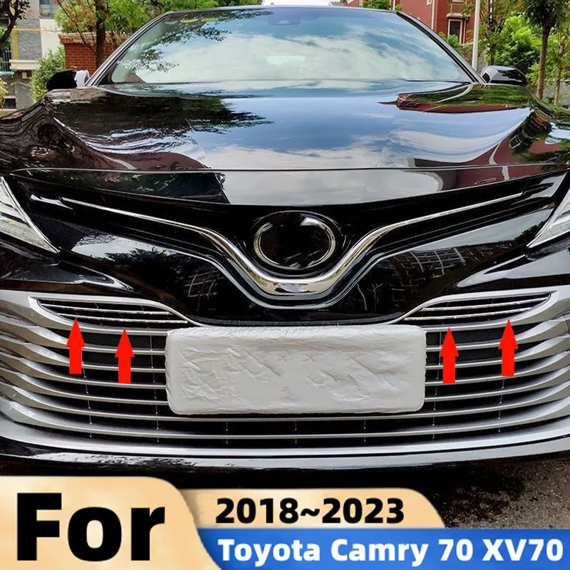 For Toyota Camry 70 XV70 2018~2023 Hybrid Car Front Bumper Grille Grill Frame Panels Decoration Strip External Accessories