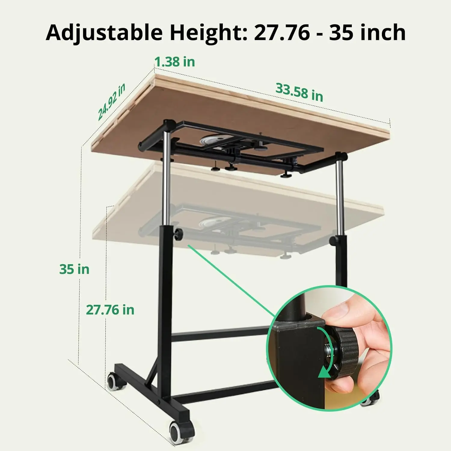 1500 Piece Puzzle Table with Legs & Wheels, 24.92