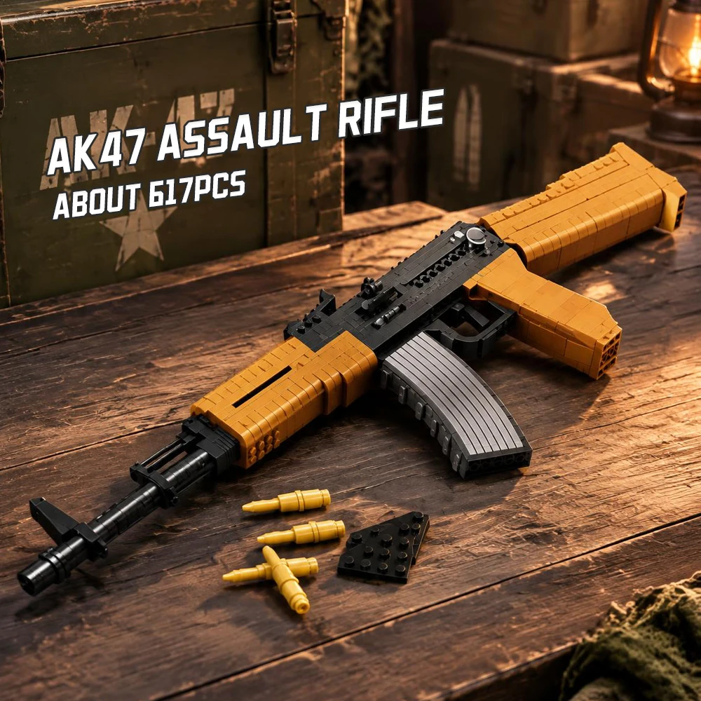 DIY Building Block Gun Set,Revolver AK47 M107 Type-95 Tommy Rifle Model Kit,CS Game Peripheral Toy for Teens & Adults,Desk Decor
