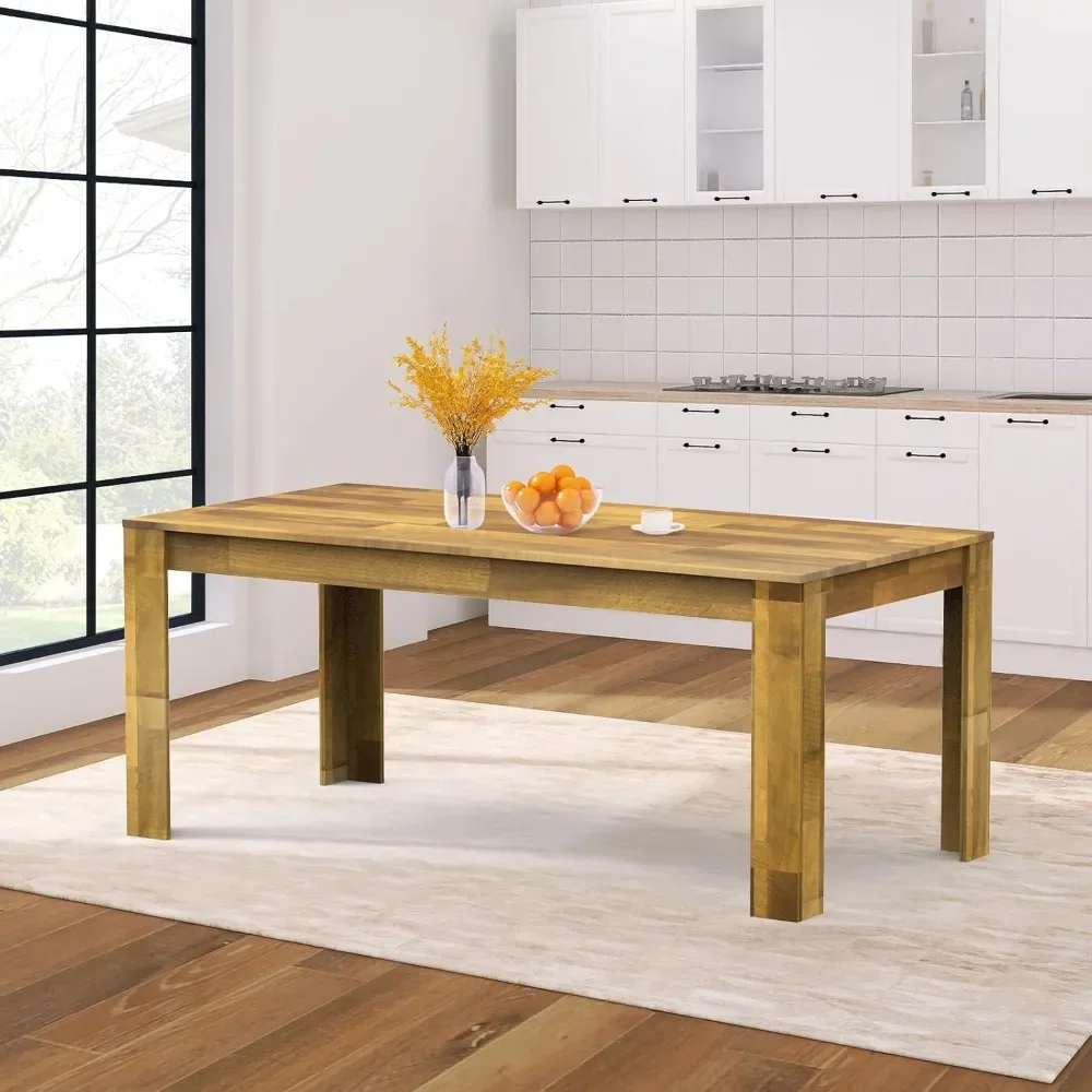 71" 6ft Farmhouse Dining Table, Seats 6-8, Large Rectangular Table for Big Family, Waterproof & Scratch-Resistant