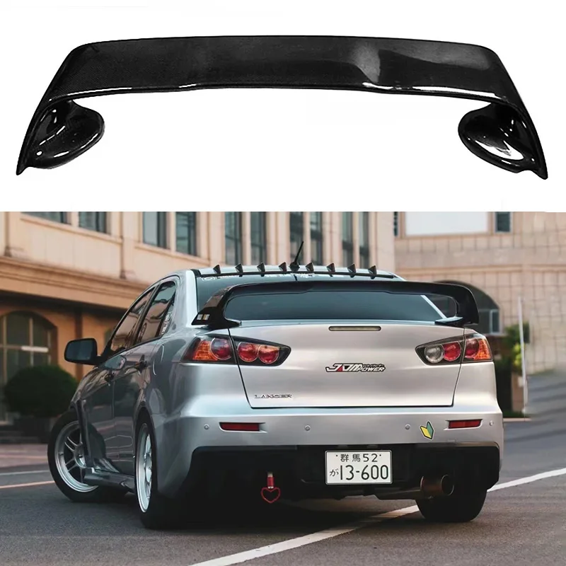 

For Mitsubishi 2010-2016 Lancer EVO Style Rear Case Cover Spoiler Rear Wing ABS Plastic Black Carbon Grain Car Kit