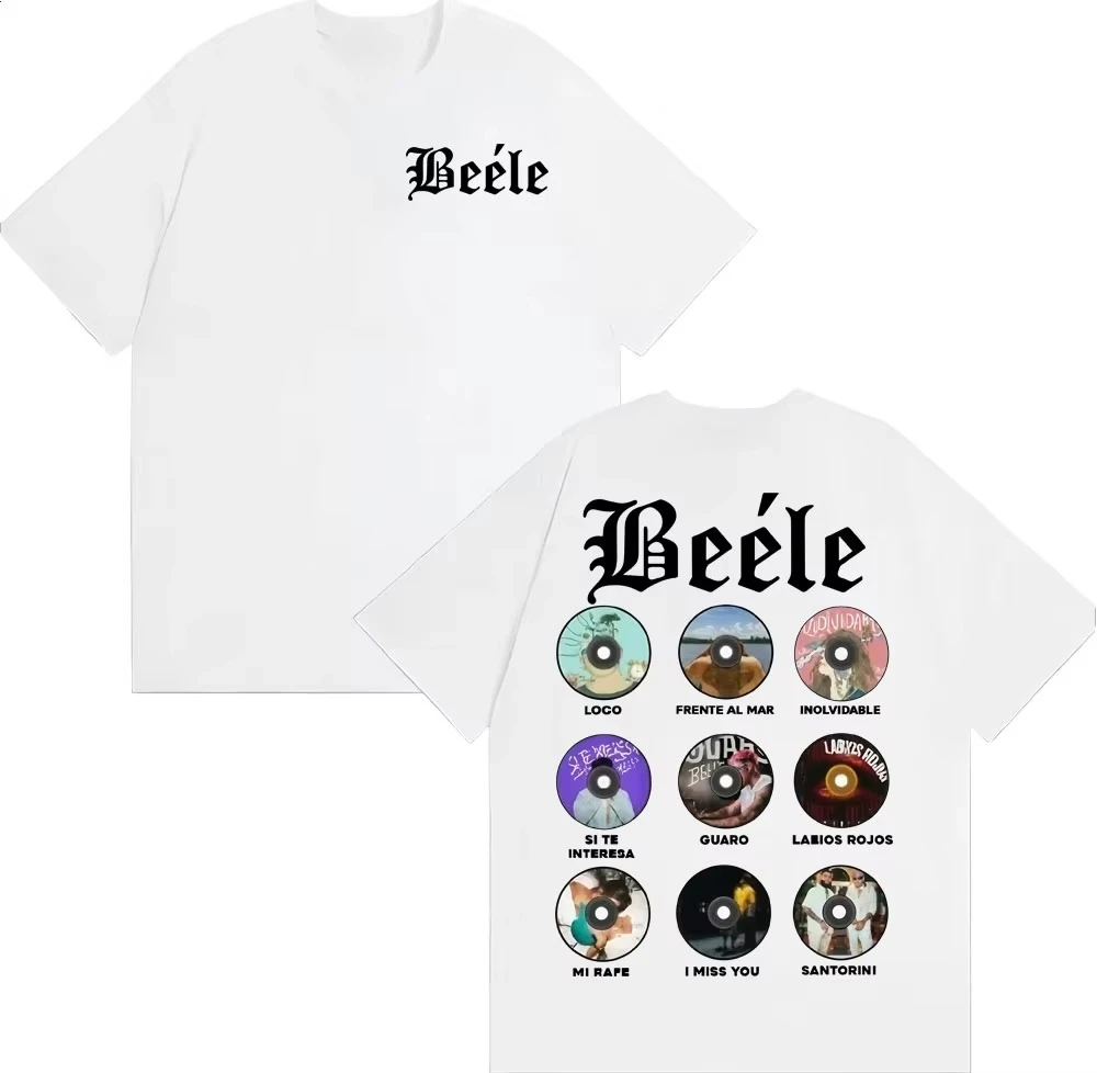 مغني الراب BEELE ألبوم الموسيقى 2025 الجرافيك تي شيرت ملابس للرجال الهيب هوب شارع العليا تي شيرت للجنسين القطن عادية المتضخم تي شيرت