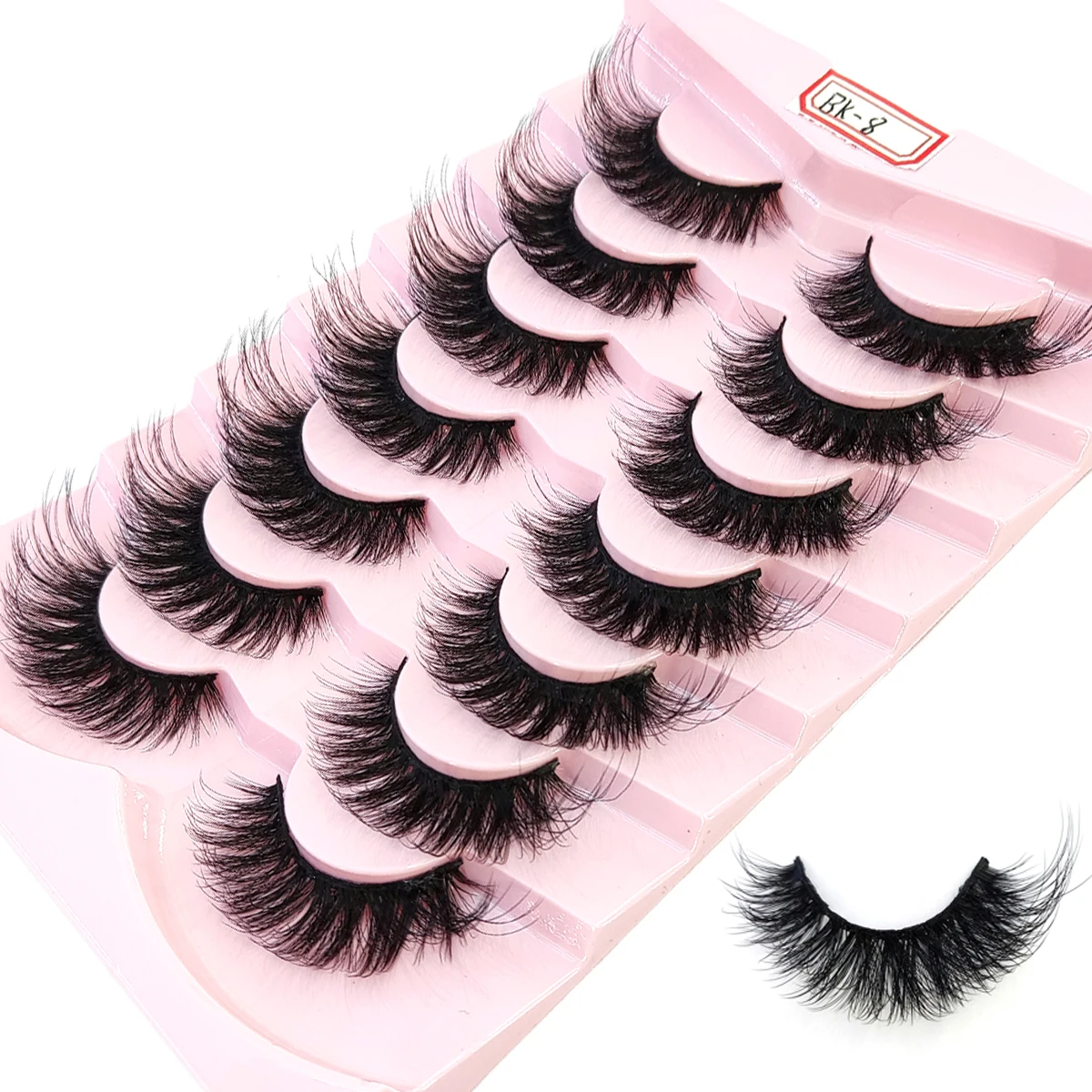 HBZGTLAD 5/7 pairs of natural 3D artificial sable false eyelashes Soft extension cross messy thick eyelashes Graft makeup false