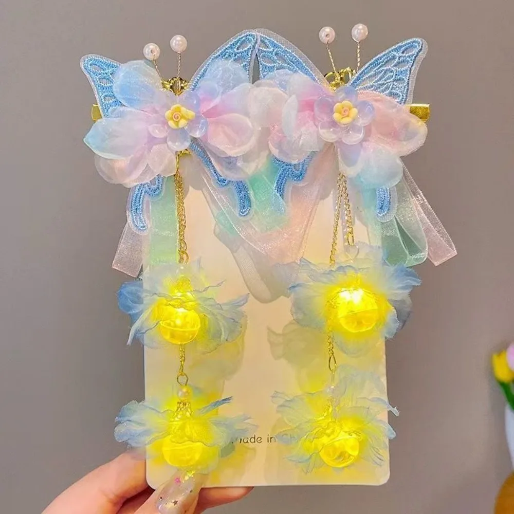 

2pcs/set Luminous Flower Faux Flower Hairpin Silk Extra Large Butterfly Hairclips Shake Tassels Ancient Hair Ornaments