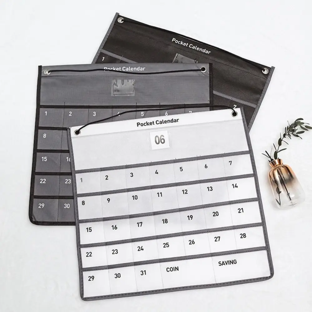 New Monthly Calendar Pocket Calendar Non-woven Fabric with Pockets Calendar Bag Wall-mounted Durable Numbered Storage Bag