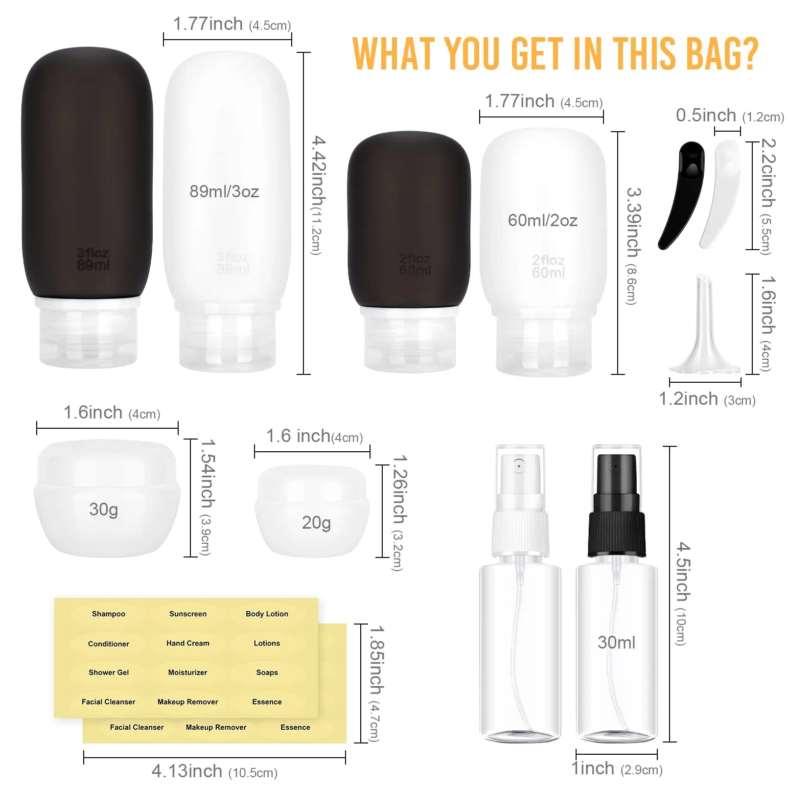 13pcs Travel Bottle Set, Split Bottle,Suitable for Bathing Products, Travel Container Leak Proof, Compressible Accessories
