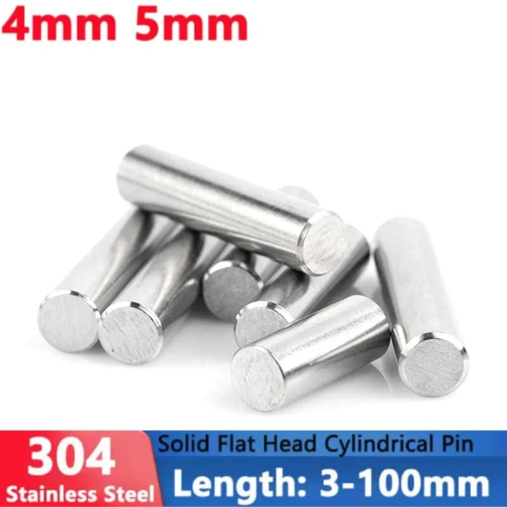 3-30pcs 304 Stainless Steel Flat Head Dowel Pin 4mm 5mm Dia Cylindrical Locating Pin 3-100mm Precision Hardware Fastener