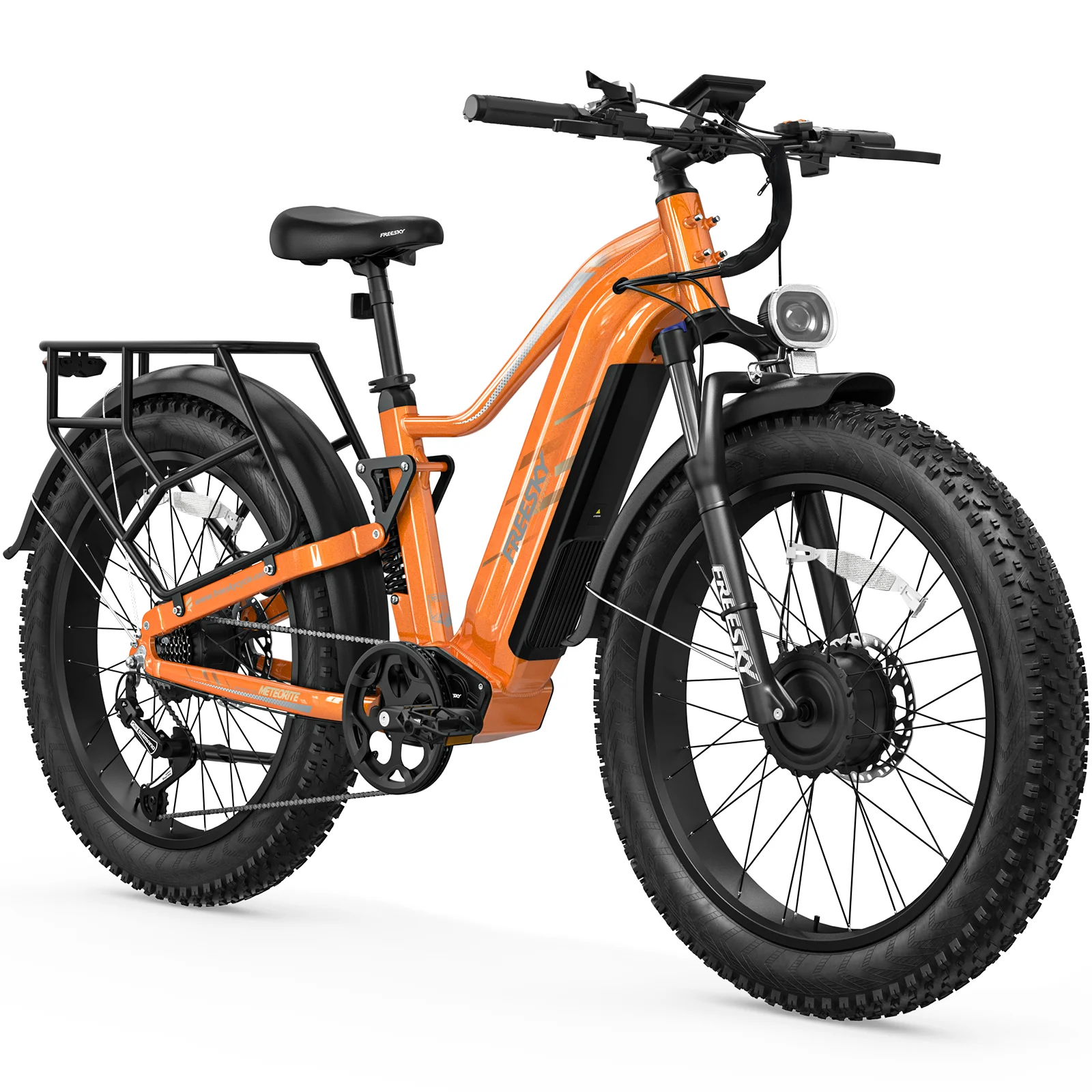 FREESKY Dual Motor Electric Bike For Adults 105 Mile Long Range 2026 Eurostar Turbo 4000W 210NM 34MPH Fast Speed, 26"Fat Tire, Full Suspension Mountain Ebike All Terrain Steep Hills image 3