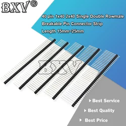 10PCS 15mm~25mm 40 Pin 1x40 2x40 Single Double Row Male Breakable Pin Header Connector Strip For Arduino Black 2.54MM Length BXV