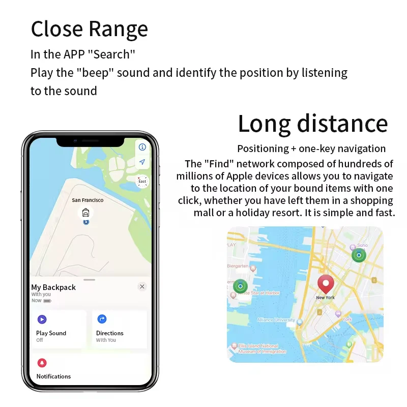 Rastreador GPS Bluetooth para dispositivos IOS - Alert Finder fácil de usar através da conexão Find My application.