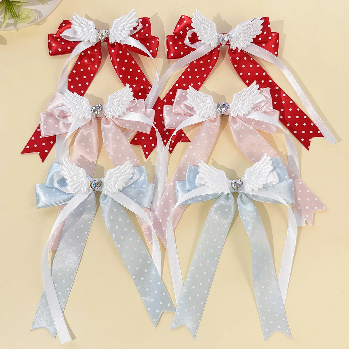 

30PC Long Tassel Spotty Print Hair Clips Angel Wings Side Hairgrips for Women And Girls Dot Spot Pattern Hair Accessories Bulk