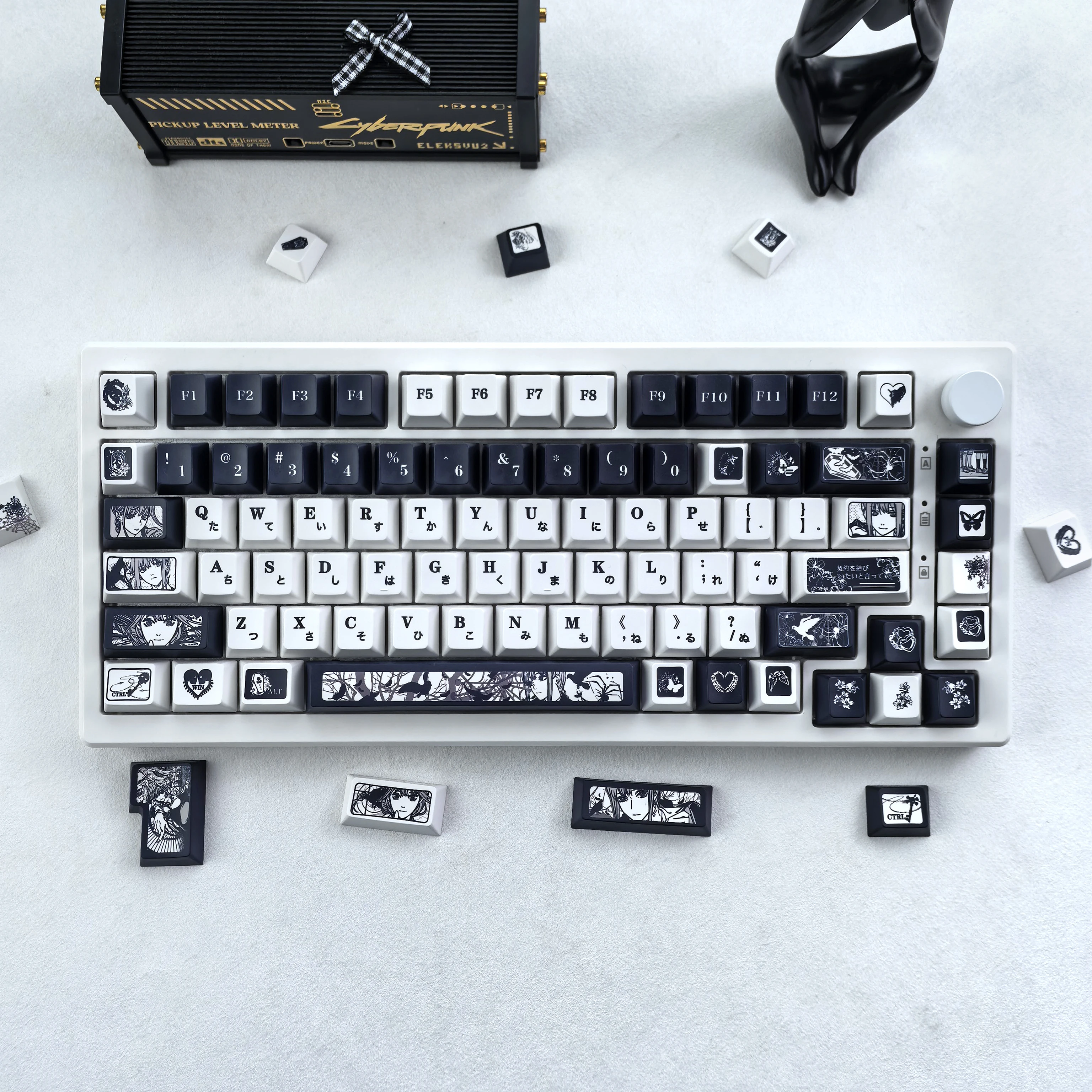 MAIMOOO Makima Keycaps Anime Chain Saw Man Black And White Color Scheme Cherry Moa Pbt Sublimation Korean Russian Key-Caps
