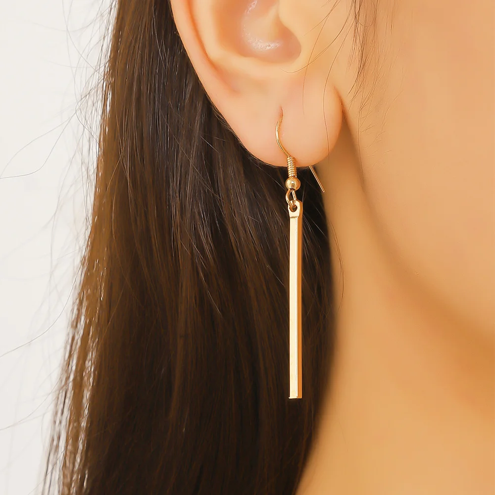 Long Drop Earrings For Women Strip Earrings Stainless Steel Gold Silver Color Fashion Jewelry Brithday Gift Dropshipping