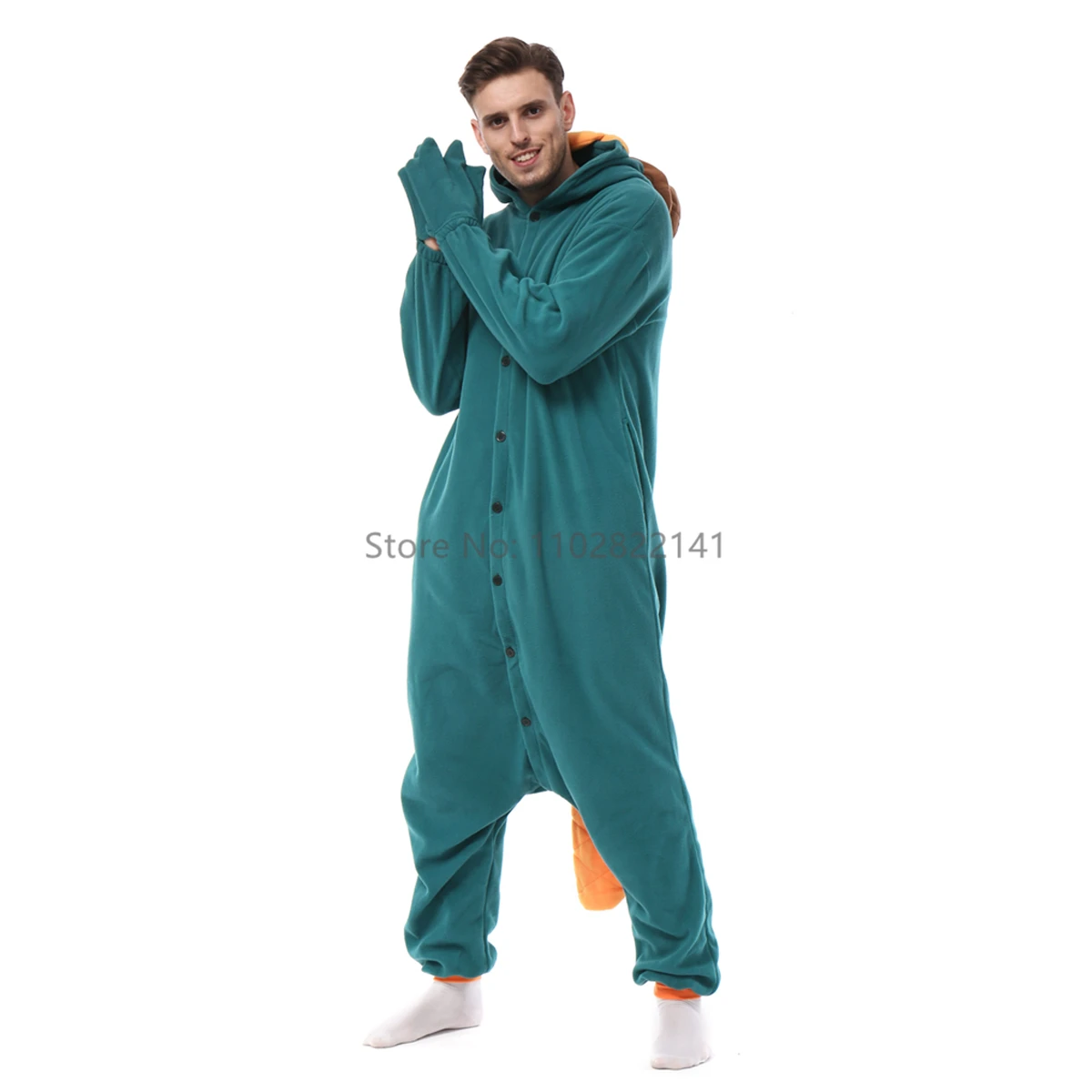 Favofans Adult Halloween Onesie Cartoon  Green Duck Pajamas For Women Men Animal Kigurumi Pyjamas Homewear Cosplay Party Costume image 5