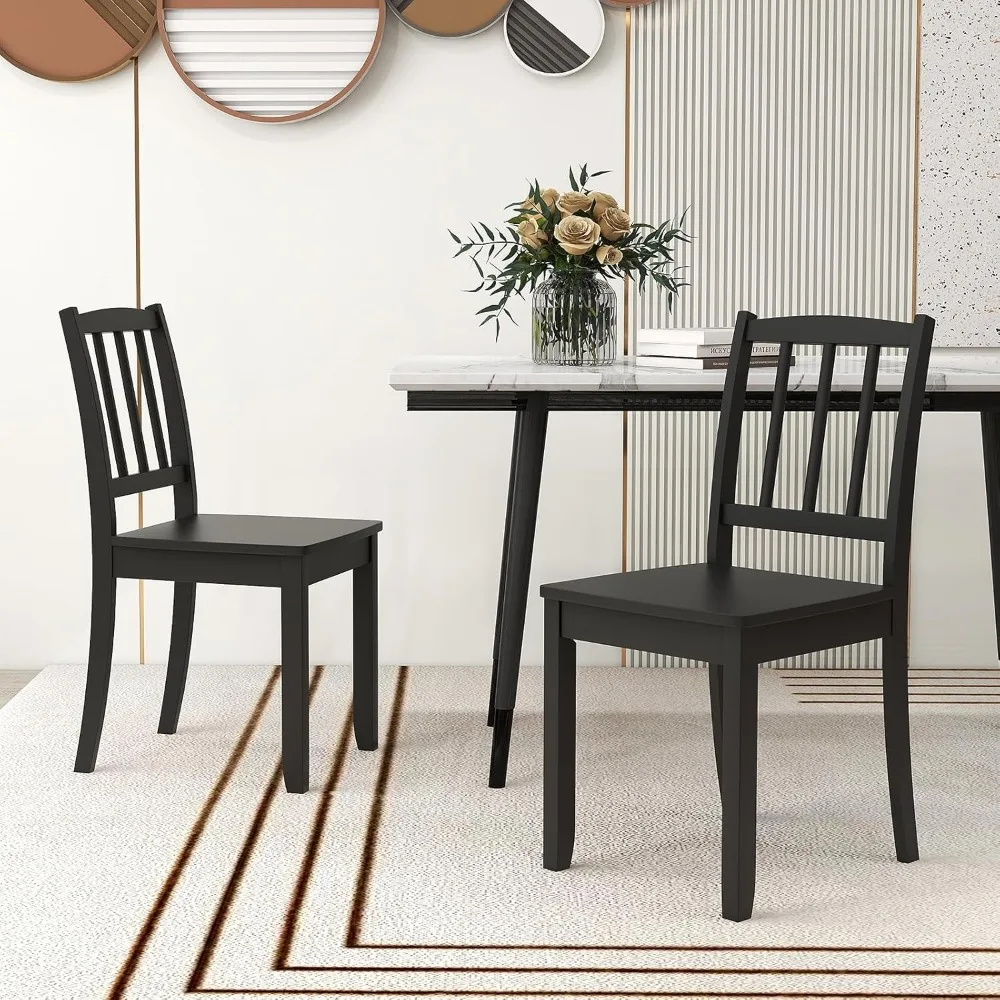 

Wooden Dining Chairs Set of 2, Modern Kitchen Chairs w/Rubber Wood Legs & Curved Backrest, Ladder Back Diner Chairs,