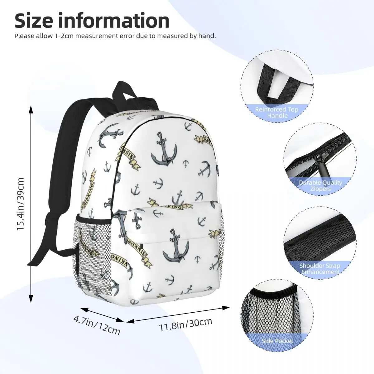 Vintage Sinking Anchor Backpacks Teenager Bookbag Cartoon Children School Bags Travel Rucksack Shoulder Bag Large Capacity