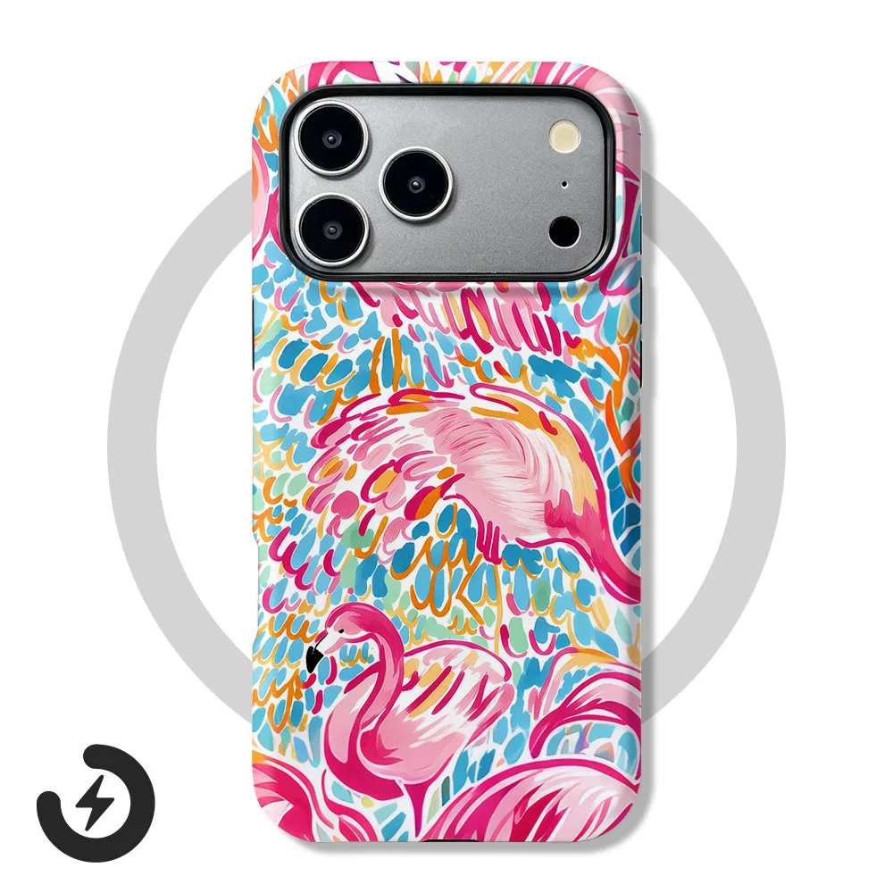 Magnetic Case For iPhone 17 16 15 14 13 12 11 Pro Max Air 16e 7 8 Plus XS Max X XR Pink Flamingo 2 IN 1 Film Shell Phone Cover