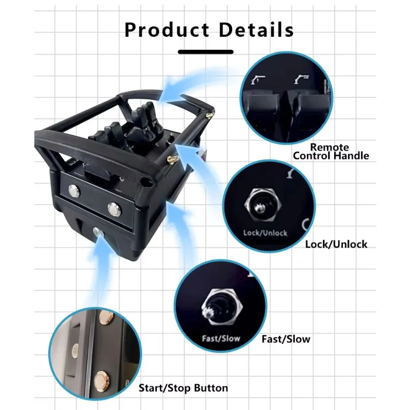 Hydraulic Crane Remote Control 4 Functions Joysticks Proportional Remote Control Wireless 500 Meters Distance Emergency Stop