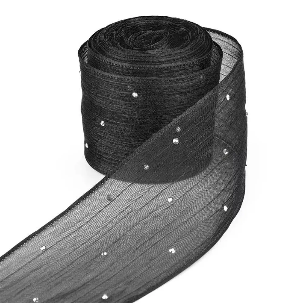 5 Meters/pack Bubble Pleated Tape 4cm Gift Wrapping Bouquets Gifts Packaging Material Diamond Mesh Organza Ribbon