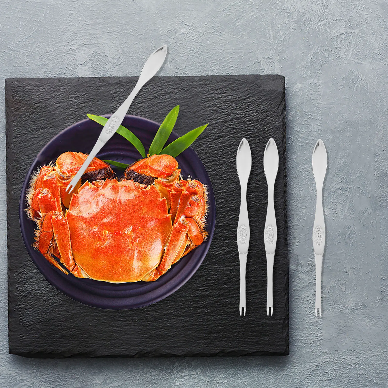 

6pcs Stainless Steel Tools Set Multifunctional Seafood Forks Lobster Picks Crab Leg Crackers Portable For Family Restaurant