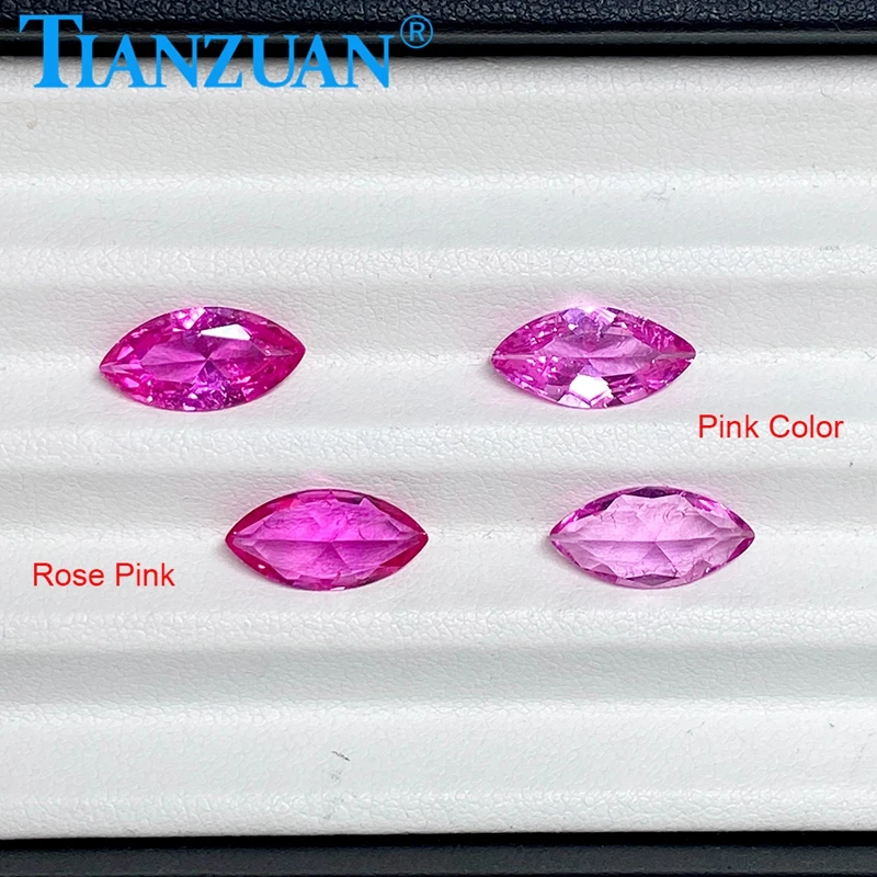 

Marquise Shape Lab Grown Sapphire Pink color Natual Cut Artificial Stone with inculsion loose stone Sapphire Jewelry Making