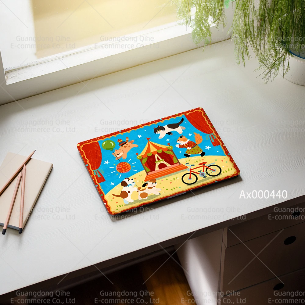 2 Pcs Dreamy Pastel Fairy-Tale Laptop Stickers Self-Adhesive Waterproof Decals for MacBook with Starry Sky & Cute Pets Crafts