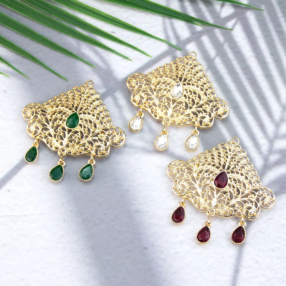 New Gold Color Morocco Caftan Brooch Pins Hollow Arabesque Middle Easterners Traditional Jewelry