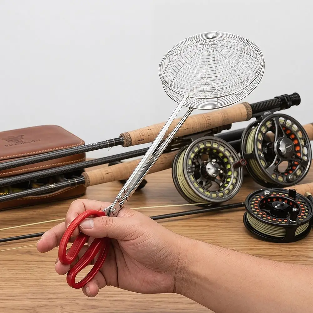 17 cm Netzabdeckung Fischgreifer aus Edelstahl mit langem Griff, rutschfester Griff, komfortabler Halt, Fischernetz-Mesh-Clip – Detail 10