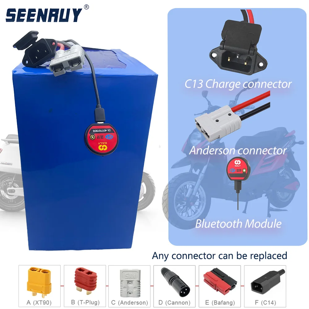 72v 35Ah 50Ah Lifepo4 Lithium Battery 70Ah 80Ah Bluetooth BMS APP for 3000W 5000W 6000W Scooter Ebike Motorcycle