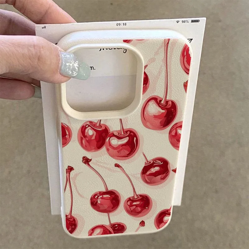 الكرز الأحمر المطبوعة Lichee نمط تصميم جراب هاتف آيفون 17 برو ماكس 16 زائد 15 14 13 12 11 XS ماكس XR X XS 16E 17 غطاء الهواء #2