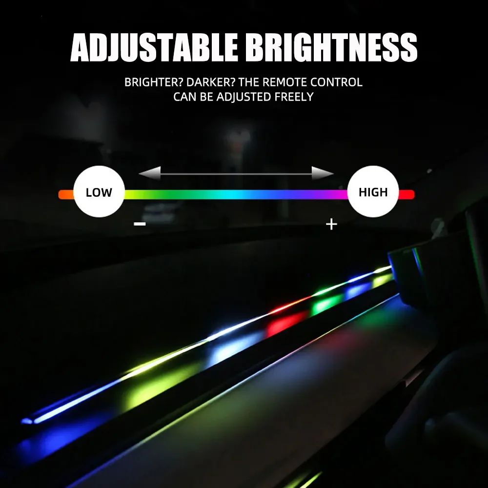 

110cm Car Ambient LED Lights – RGB Skylight Symphony, USB-Powered Acrylic Strips with APP Remote Control, Interior Decoration