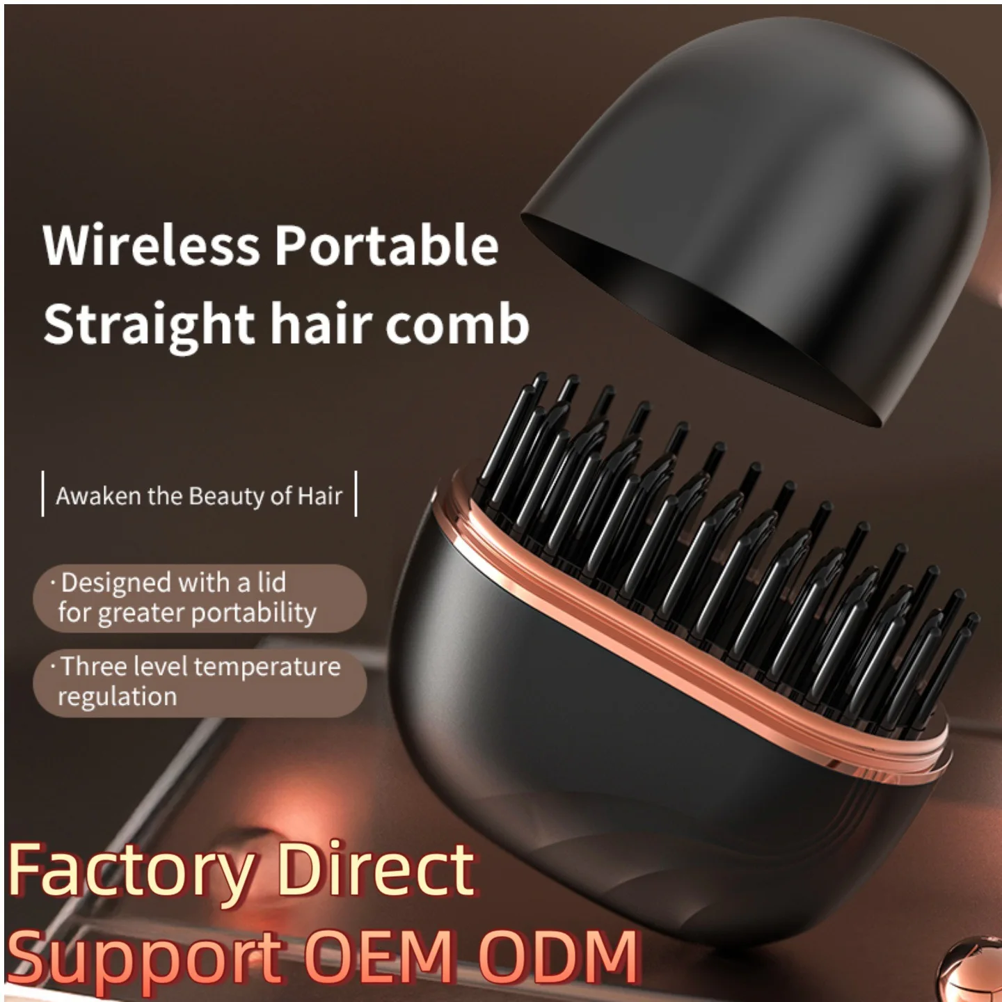 

Mini Cordless Hair Straightener Comb USB Charging Portable Heat Brush 3 Temperature Anti-Scald Hair Styling Tool for Travel Use