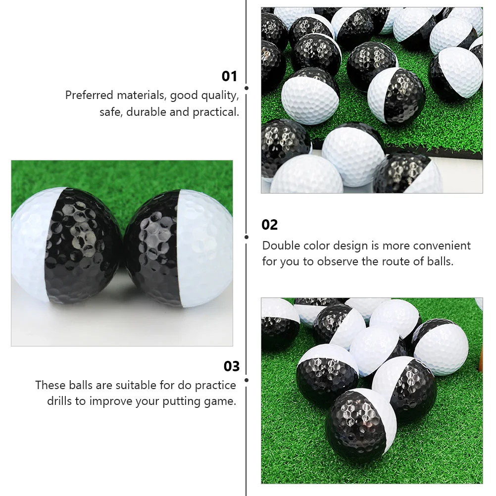 2 Pcs Golf Black and White Ball Sports Balls Practicing Practice Putting Golfing Training Aids