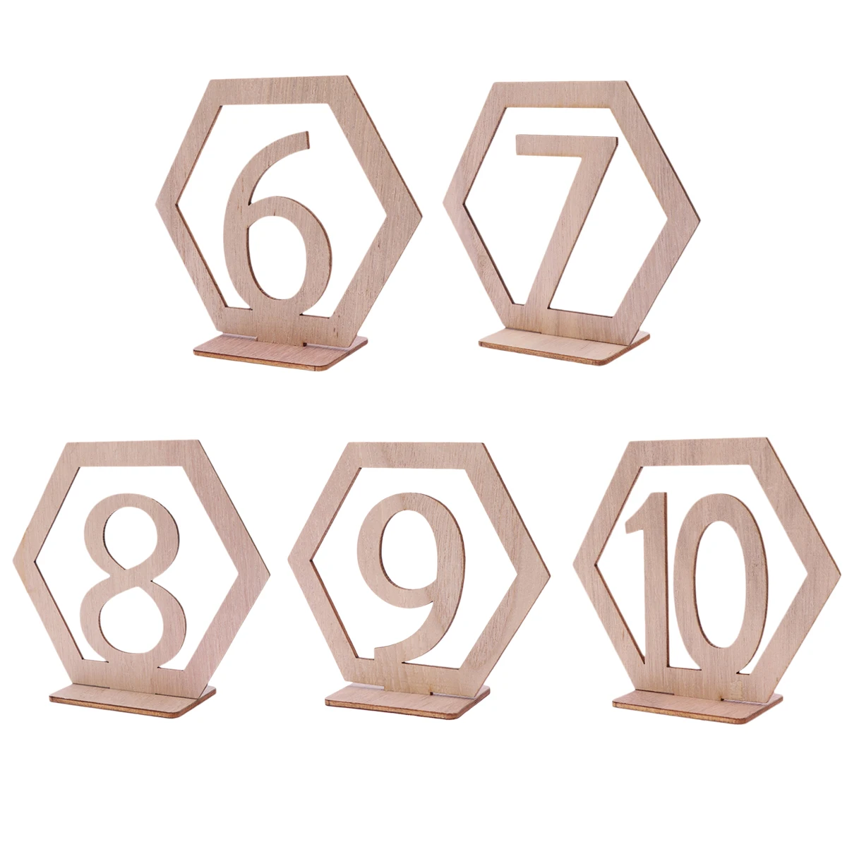 

20pcs Wood Table Numbers Decoration Hollow Hexagon Design Premium Material Reusable Banquet Wedding Party Numbers
