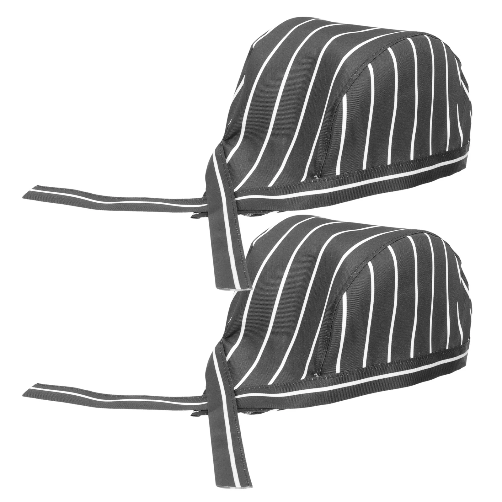 2Pcs Chef Hat with Ties Black White Cotton Cloth Chef Caps for Kitchen Cooking Restaurant Catering Baking Cook Waiter