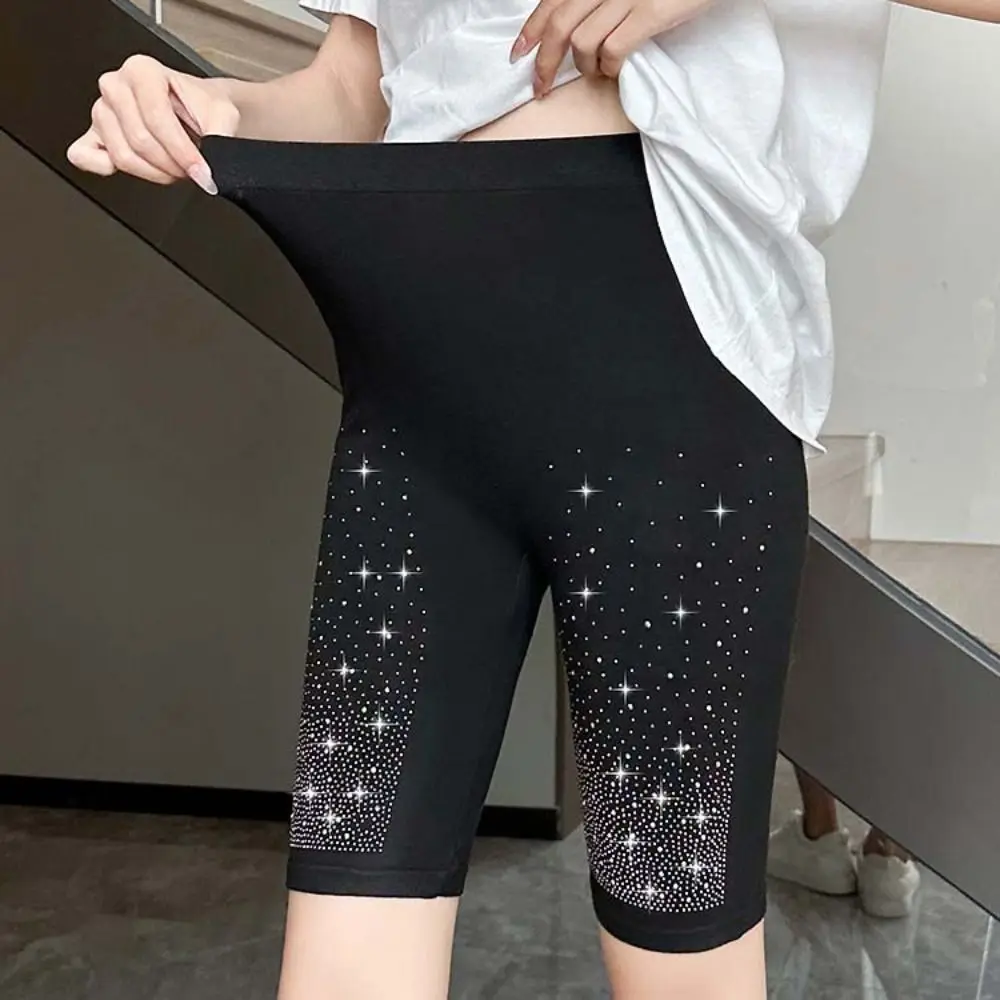 Soft Zircon Letter Hip Lift Yoga Shorts Tights Thin Women Rhinestone Leggings Stretch Pants Trousers Crystal Yoga Pants Gym