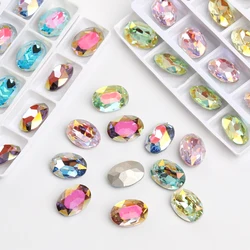 8x10mm Oval Rhinestones Pointback Glitter Nail Charms Glue On Nails Rhinestones Accessories Glass Strass For Jewelry Making