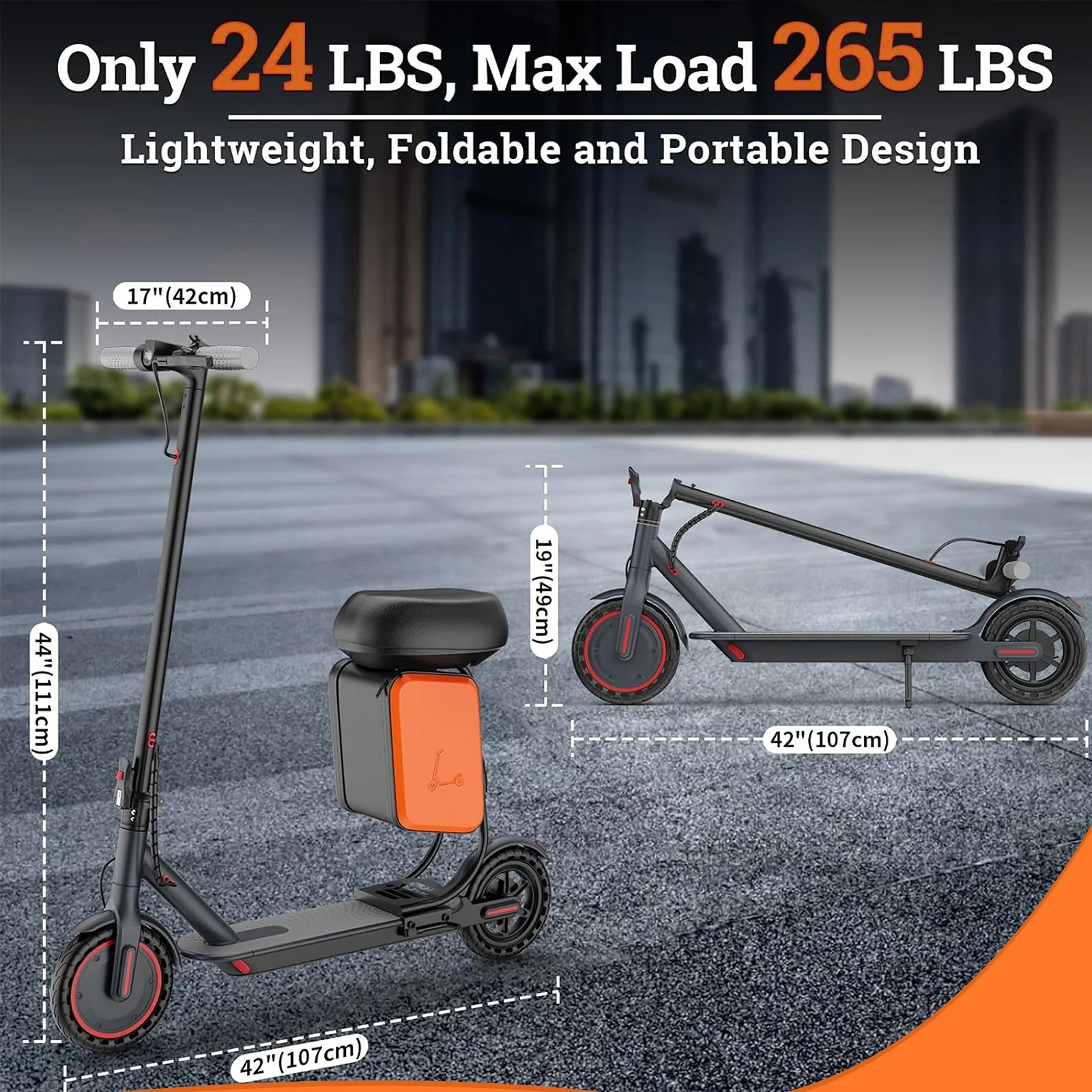 2026 JUICEASE EX01XB Elektroroller mit Sitz, leistungsstarkem Motor, 36V7.8Ah, 25 km Reichweite, 8,5-Zoll-Reifen, mit App, faltbarer E-Scooter für Erwachsene – Detail 24