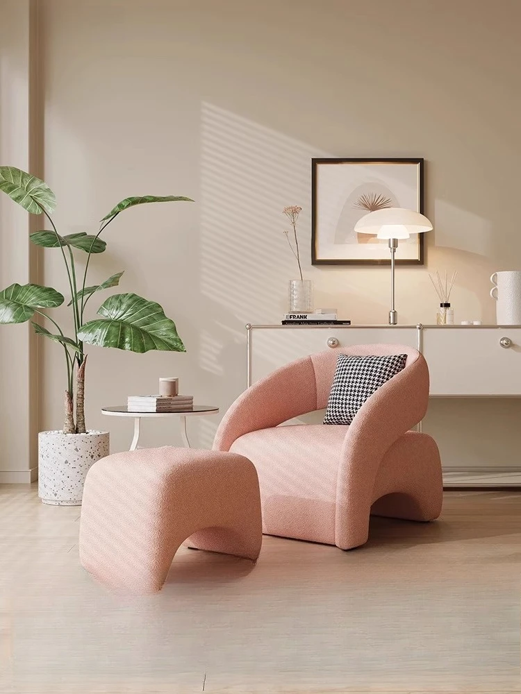 

Small French cream style single sofa chair Small apartment living room lazy sofa Internet celebrity single chair