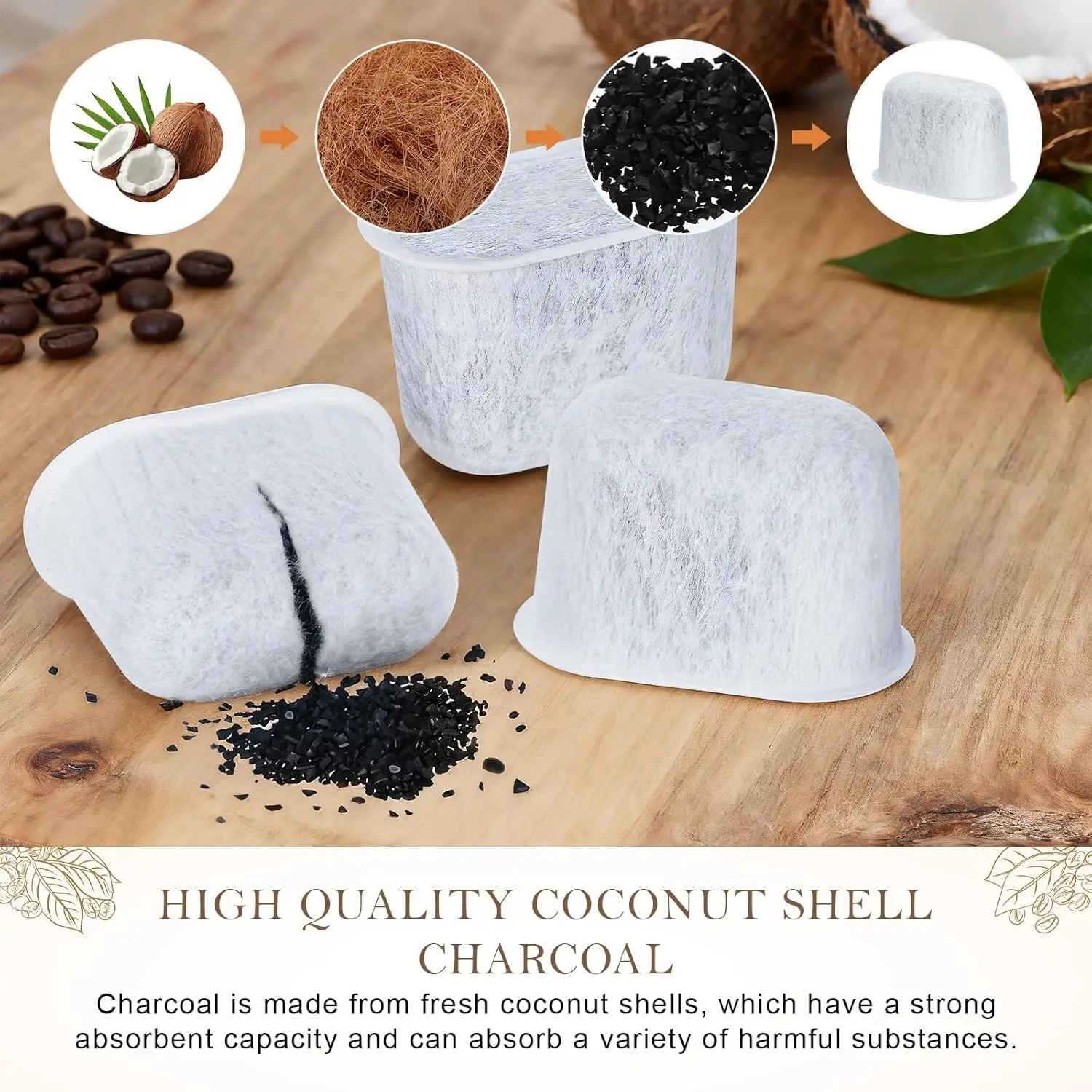 Charcoal Coffee Water Filters  Inserts for  for Ninja Luxe Café Premier Espresso Machine ES601&ES701